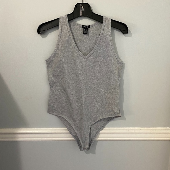Grey V-Neck Bodysuit - Picture 1 of 1